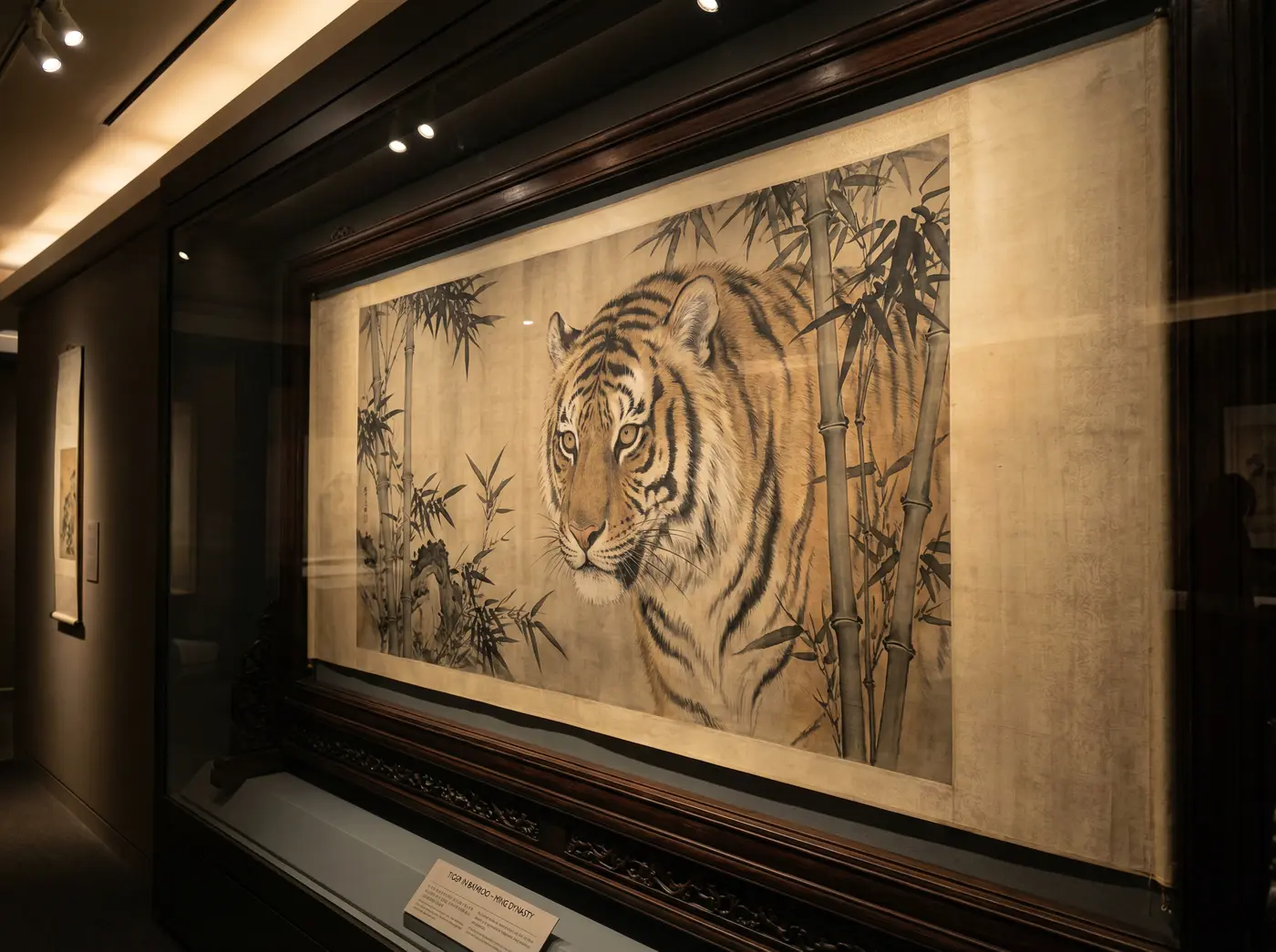 工笔虎画鉴赏 - 四虎影视 | 明代竹林猛虎图